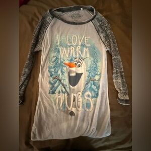 Disney Frozen Olaf long sleeve shirt Size S .